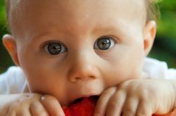 Bebé comiendo sandía